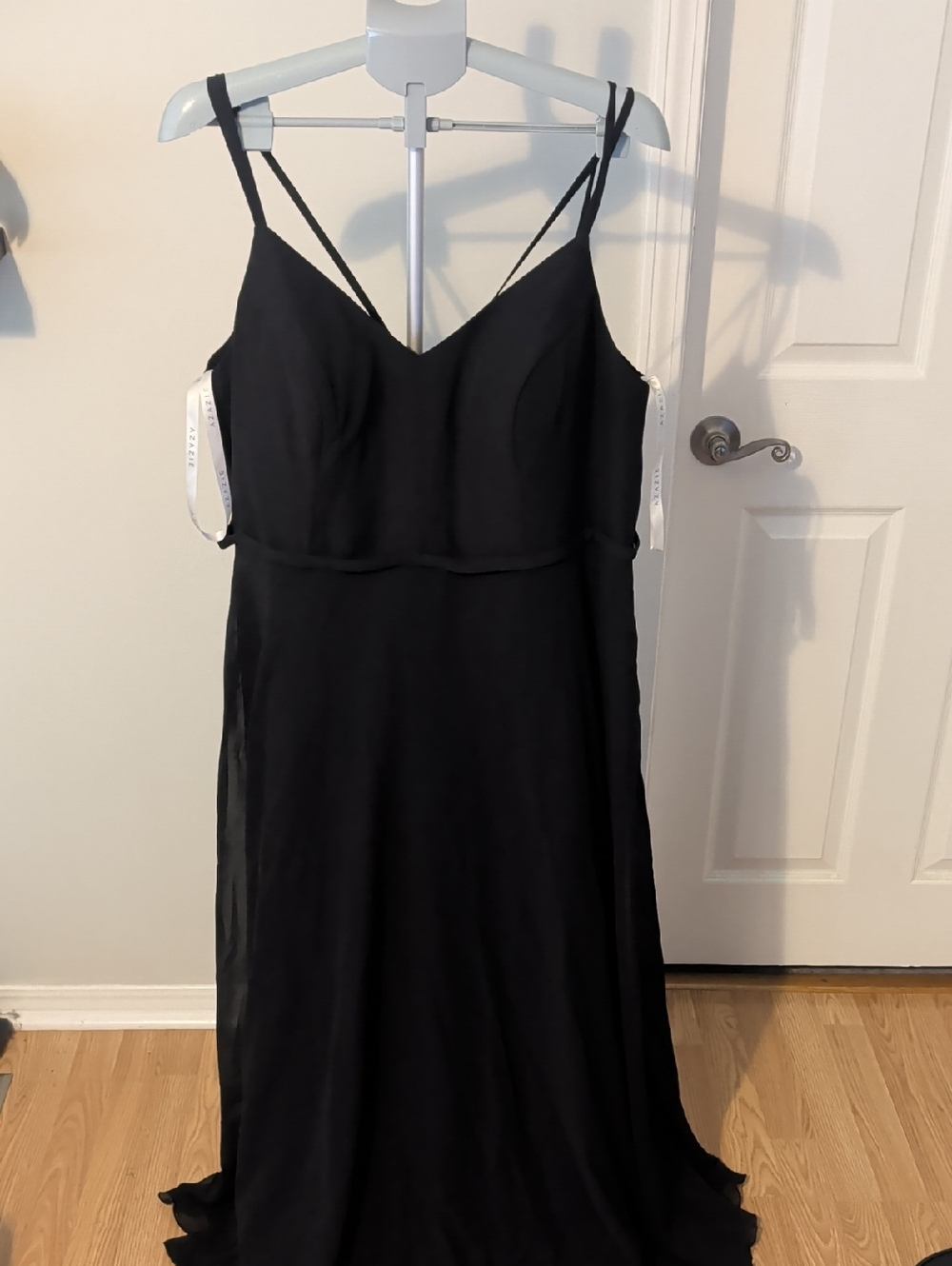 Azazi Black Spaghetti Strap Bridesmade Dress